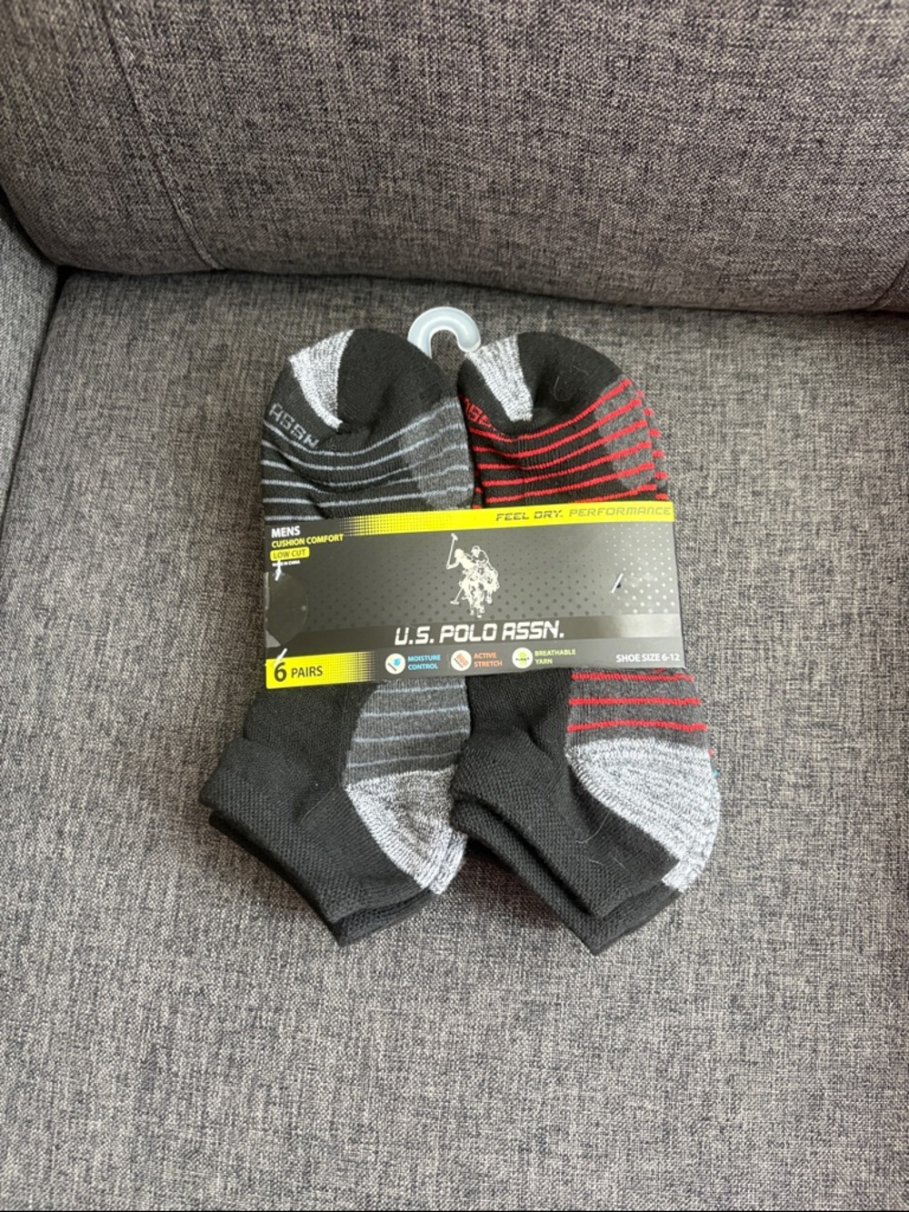 U.S. Polo Assn. Men’s Low-Cut Socks in Black, Gray & Red